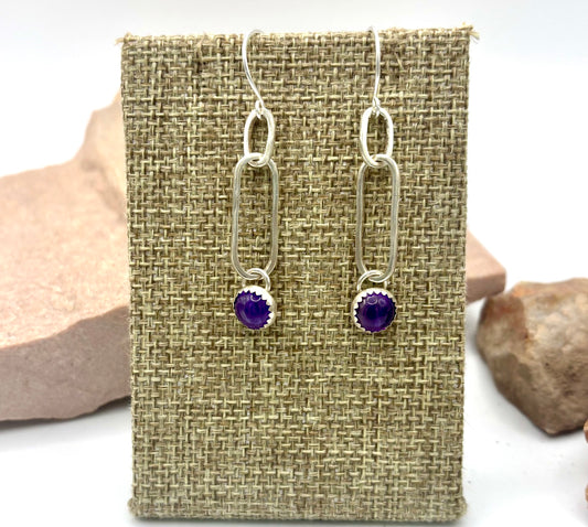Amethyst Link Earrings