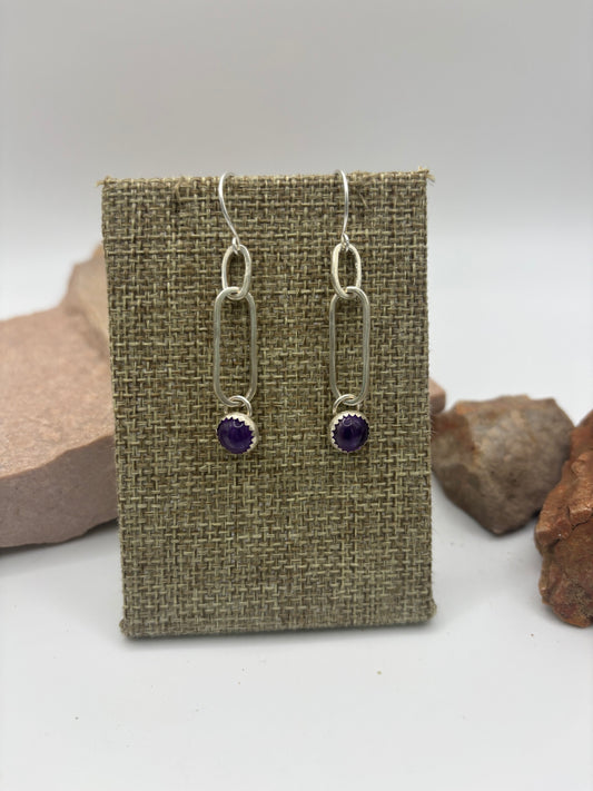 Amethyst Link Earrings